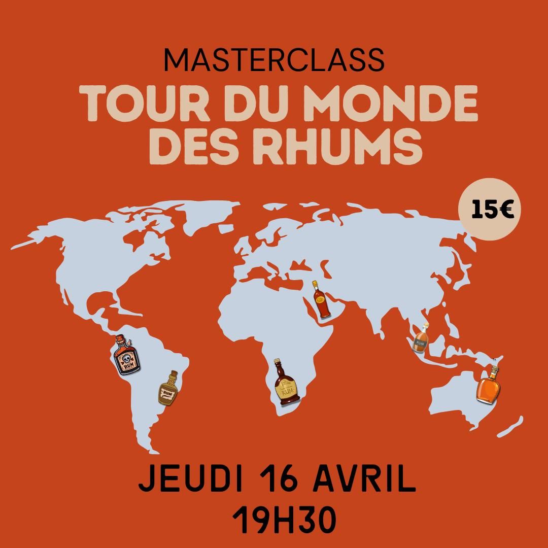 MASTERCLASS TOUR DU MONDE DES RHUMS – 16 avril 2026 – PLACES