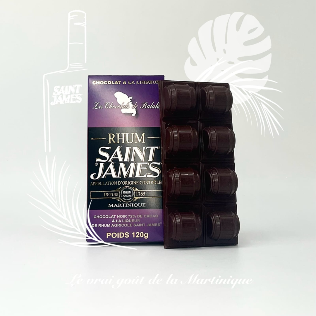 TABLETTE DE CHOCOLAT SAINT-JAMES, GANACHE AU RHUM – chocolat noir 72%